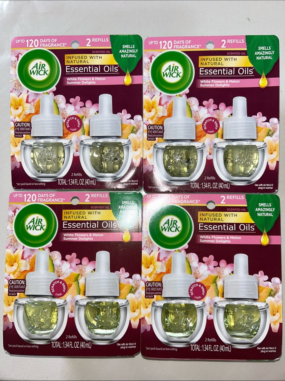 Air Wick Essential Oils Plug-In Refills - White Flowers & Melon Bundle